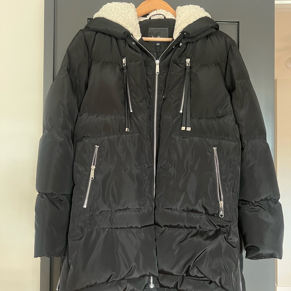 Sam Edelman Black Hooded Puffer Coat